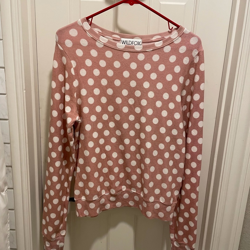 WILDFOX Pink Polka Dot Sweatshirt